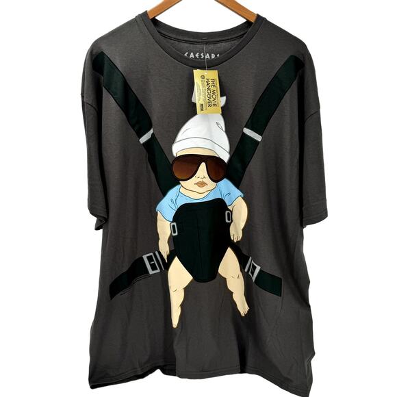 Caesars Palace T-Shirt Adult 2X THE HANGOVER Baby Carlos Bjorn Tee Gray NEW - Picture 1 of 7